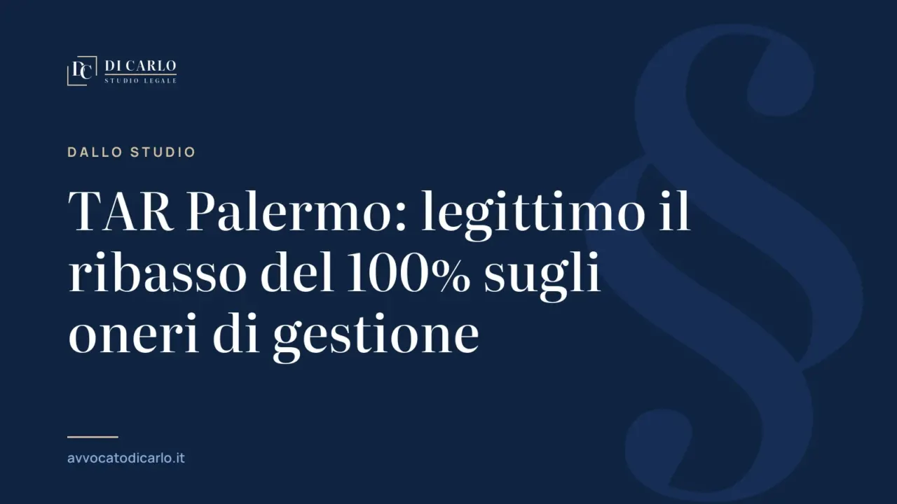 TAR Palermo: legittimo il ribasso del 100% sugli oneri di gestione